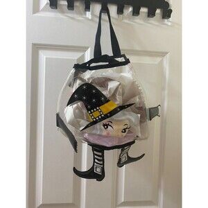 Old Navy Witch Clear vinyl Trick or Treat candy tote Bag with Arms and Legs